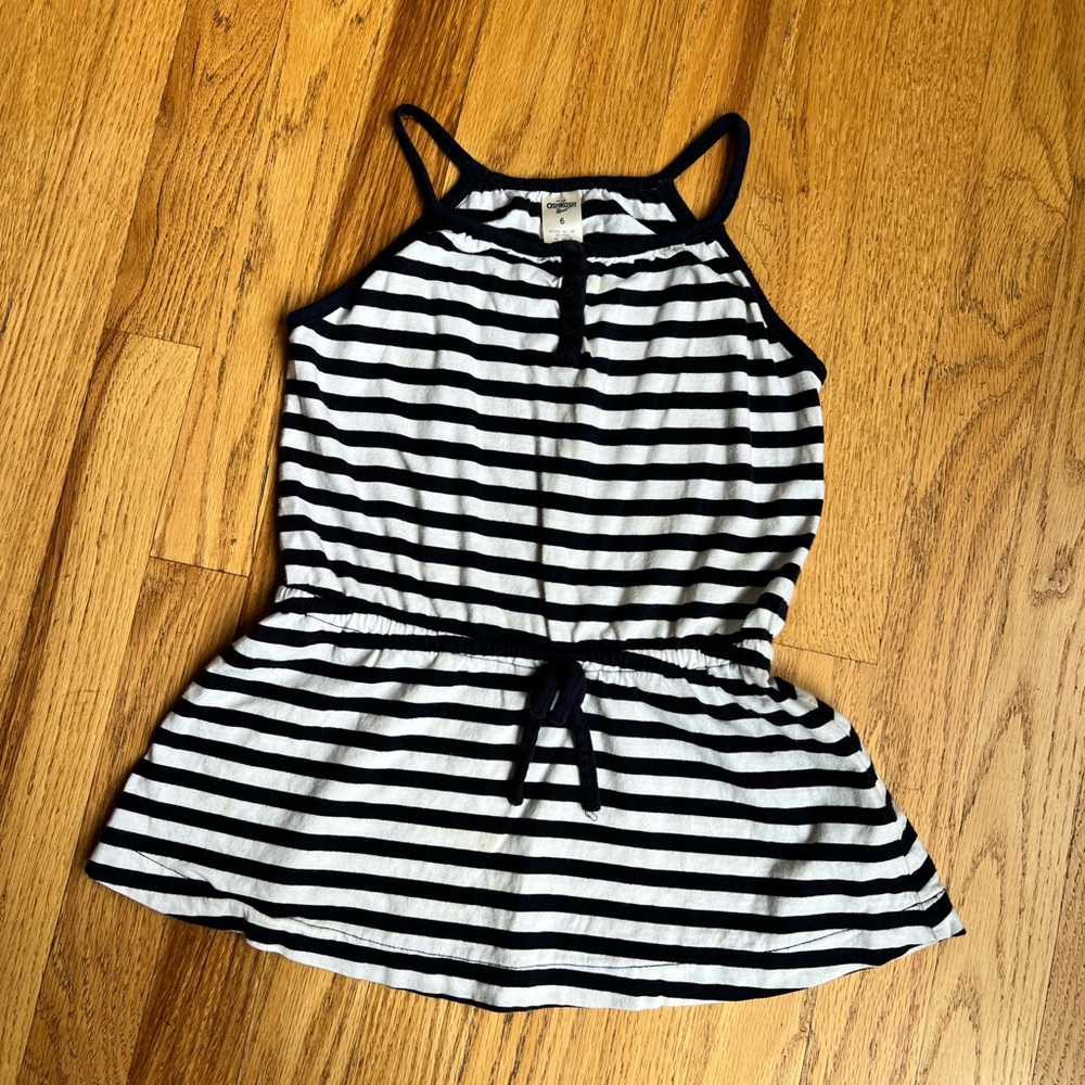 Girls Size 6 Navy Blue and White striped Tank Top